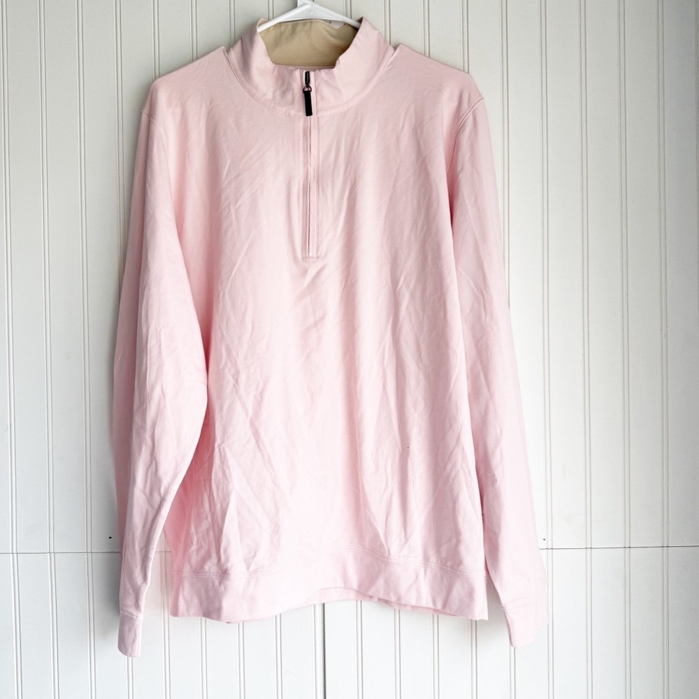 J.McLaughlin Size XL Clermont Solid Men's Knit Cotton 1/4 Zip In Solid Pink NEW!